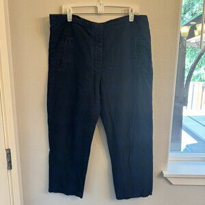 Roucha Womens B (6 8) flannel crop pants black blue pattern drawstring pockets